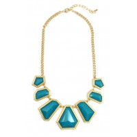 Teal Hex Bib Necklace